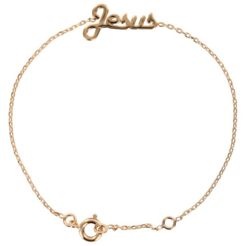 Bracelet en plaqué or avec inscription Jésus