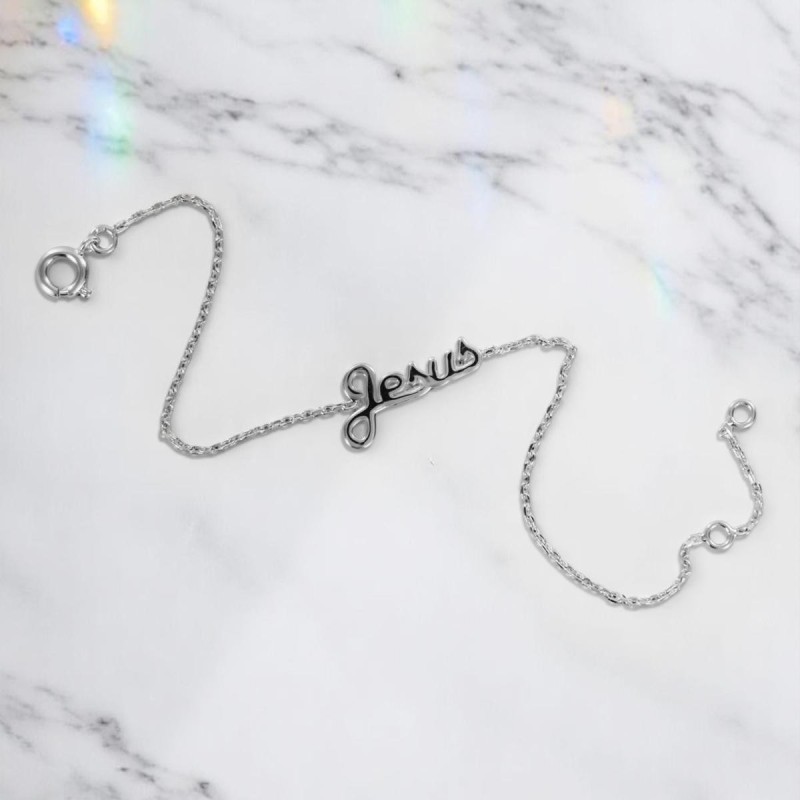 Bracelet enfant en argent 925 °/°° (1.3 g) avec inscription Jésus