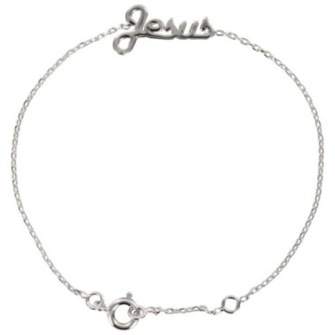 Bracelet enfant en argent 925 °/°° (1.3 g) avec inscription Jésus