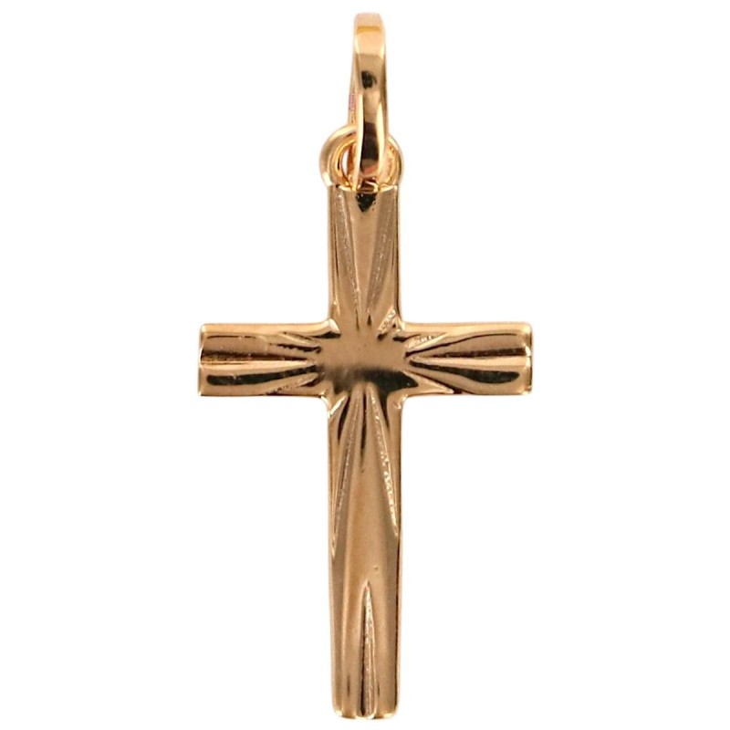 Croix en plaqué or ciselée H. 1.8 cm