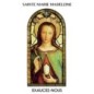 Autocollant Transparent vitrail de saint avec priere H. 10.5 x 6.5 cm pour bougie de neuvaine.