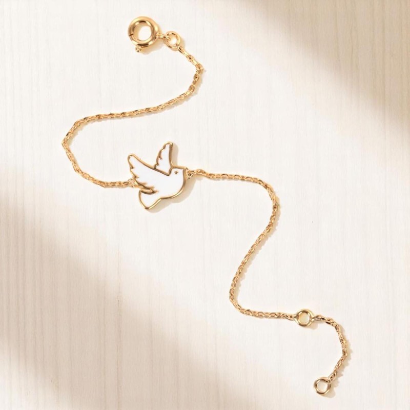 Bracelet en plaqué or avec colombe