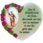 Magnet en résine en forme de coeur H. 6 x 6.5 cm, avec prière pour la maison et résine de diiférents Saints.