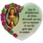 Magnet en résine en forme de coeur H. 6 x 6.5 cm, avec prière pour la maison et résine de diiférents Saints.