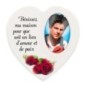 Magnet en bois avec prière forme coeur H 5 cm. Disponible avec différents Saints.