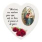 Magnet en bois avec prière forme coeur H 5 cm. Disponible avec différents Saints.