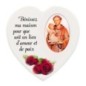 Magnet en bois avec prière forme coeur H 5 cm. Disponible avec différents Saints.