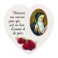 Magnet en bois avec prière forme coeur H 5 cm. Disponible avec différents Saints.