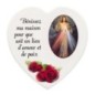 Magnet en bois avec prière forme coeur H 5 cm. Disponible avec différents Saints.
