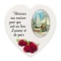 Magnet en bois avec prière forme coeur H 5 cm. Disponible avec différents Saints.