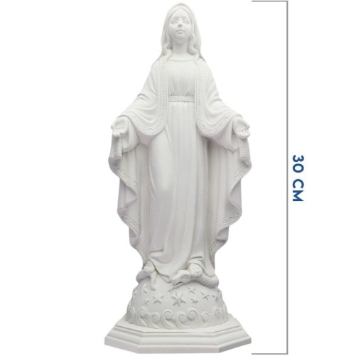 Statue fluorescente en résine de la Vierge Miraculeuse. Existes en différentes tailles.