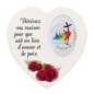Magnet en bois avec prière forme coeur H 5 cm. Disponible avec différents Saints.