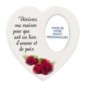 Magnet en bois avec prière forme coeur H 5 cm. Disponible avec différents Saints.