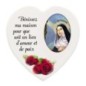Magnet en bois avec prière forme coeur H 5 cm. Disponible avec différents Saints.