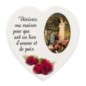 Magnet en bois avec prière forme coeur H 5 cm. Disponible avec différents Saints.