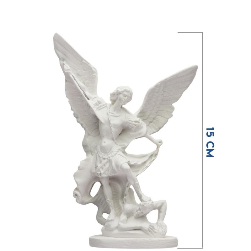 Statue fluorescente en résine de Saint Michel. Hauteur 15 cm.