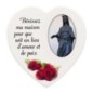 Magnet en bois avec prière forme coeur H 5 cm. Disponible avec différents Saints.