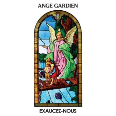 Autocollant BLANC vitrail sans priere H. 10.5 x 6.5 cm pour bougie de neuvaine.