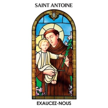 Autocollant BLANC vitrail sans priere H. 10.5 x 6.5 cm pour bougie de neuvaine.