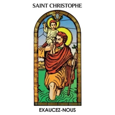 Autocollant BLANC vitrail sans priere H. 10.5 x 6.5 cm pour bougie de neuvaine.