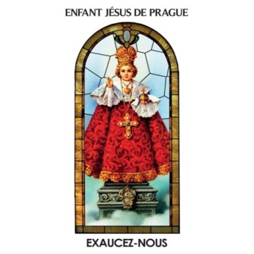 Autocollant BLANC vitrail sans priere H. 10.5 x 6.5 cm pour bougie de neuvaine.