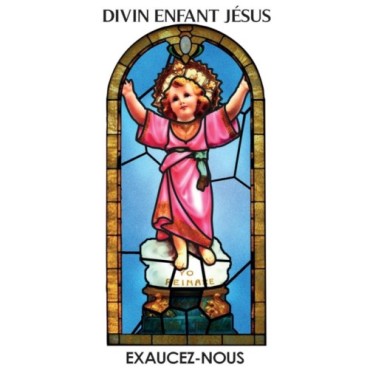 Autocollant BLANC vitrail sans priere H. 10.5 x 6.5 cm pour bougie de neuvaine.