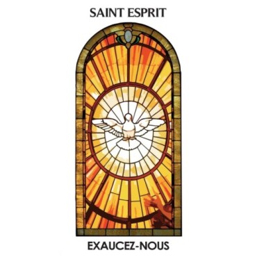 Autocollant BLANC vitrail sans priere H. 10.5 x 6.5 cm pour bougie de neuvaine.