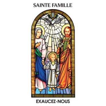 Autocollant BLANC vitrail sans priere H. 10.5 x 6.5 cm pour bougie de neuvaine.