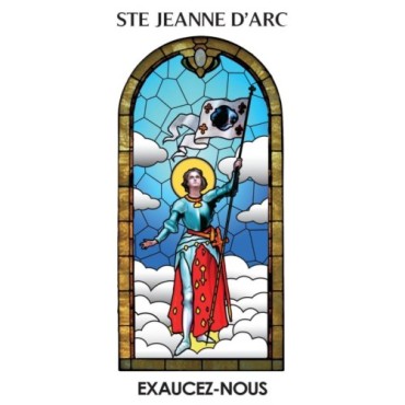 Autocollant BLANC vitrail sans priere H. 10.5 x 6.5 cm pour bougie de neuvaine.