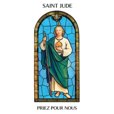 Autocollant BLANC vitrail sans priere H. 10.5 x 6.5 cm pour bougie de neuvaine.