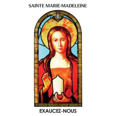 Autocollant BLANC vitrail sans priere H. 10.5 x 6.5 cm pour bougie de neuvaine.