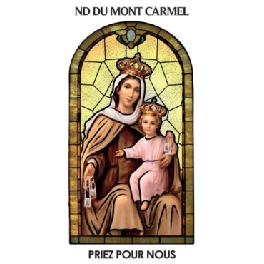 Autocollant BLANC vitrail sans priere H. 10.5 x 6.5 cm pour bougie de neuvaine.