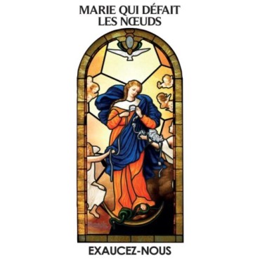 Autocollant BLANC vitrail sans priere H. 10.5 x 6.5 cm pour bougie de neuvaine.