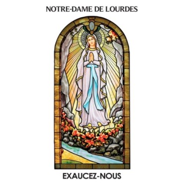 Autocollant BLANC vitrail sans priere H. 10.5 x 6.5 cm pour bougie de neuvaine.