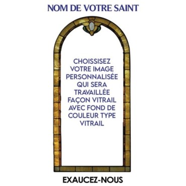 Autocollant BLANC vitrail sans priere H. 10.5 x 6.5 cm pour bougie de neuvaine.