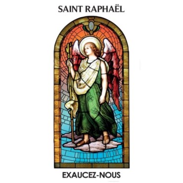 Autocollant BLANC vitrail sans priere H. 10.5 x 6.5 cm pour bougie de neuvaine.