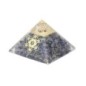 Pyramide Orgonite avec symbole metatron, L. 6 cm. Plusieurs pierres.
