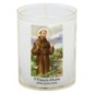 Veilleuse blanche avec autocollant de saint 20/24, H. 6,5 cm, Ø 5 cm ( VO 5).