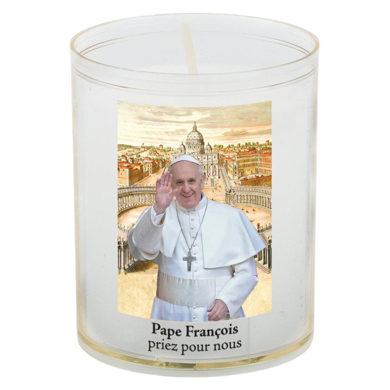 Veilleuse blanche avec autocollant de saint 20/24, H. 6,5 cm, Ø 5 cm ( VO 5).