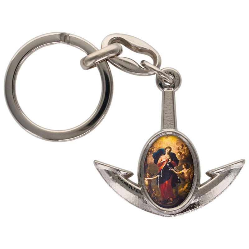 Porte-cles en metal en forme d ancre H. 4 cm avec une resine. Differents Saints