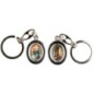 Porte-clés H. 3 cm pivotant couleur argentée double résine, plusieurs saints.