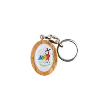 Porte-clés en bois d'olivier H- 3-8 cm avec résine couleur des saints-