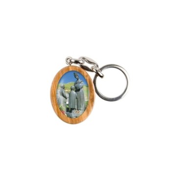 Porte-clés en bois d'olivier H- 3-8 cm avec résine couleur des saints-