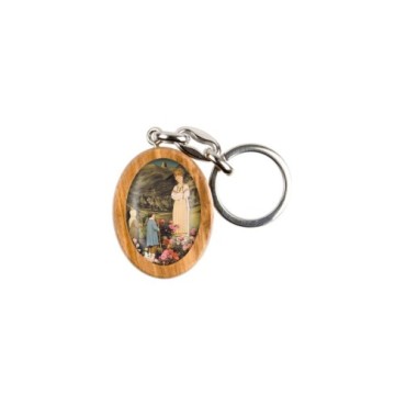 Porte-clés en bois d'olivier H- 3-8 cm avec résine couleur des saints-
