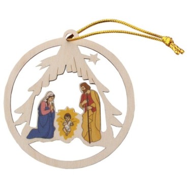 Nativité a suspendre en bois, différentes formes.