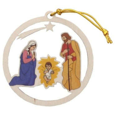 Nativité a suspendre en bois, différentes formes.