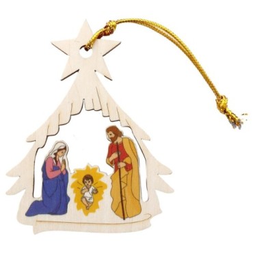 Nativité a suspendre en bois, différentes formes.
