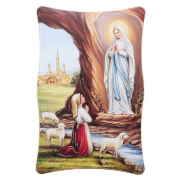 Cadre en bois a suspendre ou a poser H. 11 x 7 cm avec image, plusieurs saints.