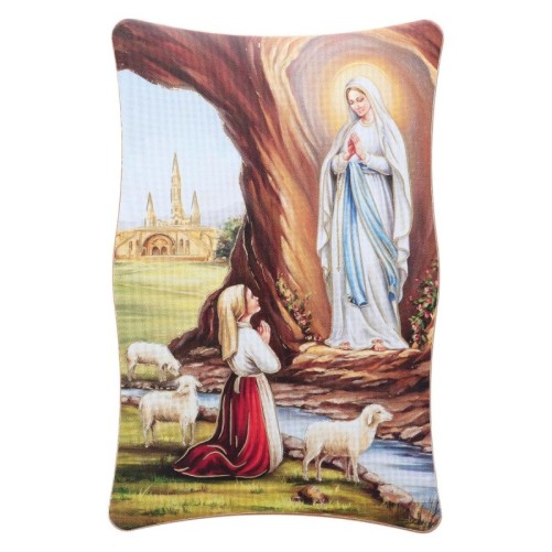 Cadre en bois a suspendre ou a poser H. 11 x 7 cm avec image collee, plusieurs saints.