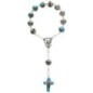 Dizainier sur chaine grains cloisonné en métal Ø 8 mm avec croix- Existe de différentes couleurs-